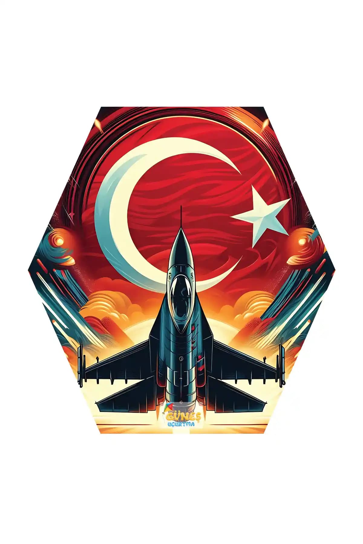 Altıgen Türk Bayrağı Temalı Uçurtma 50mt İpli Çocuklar ve Aileler İçin Eğlenceli Aktivite