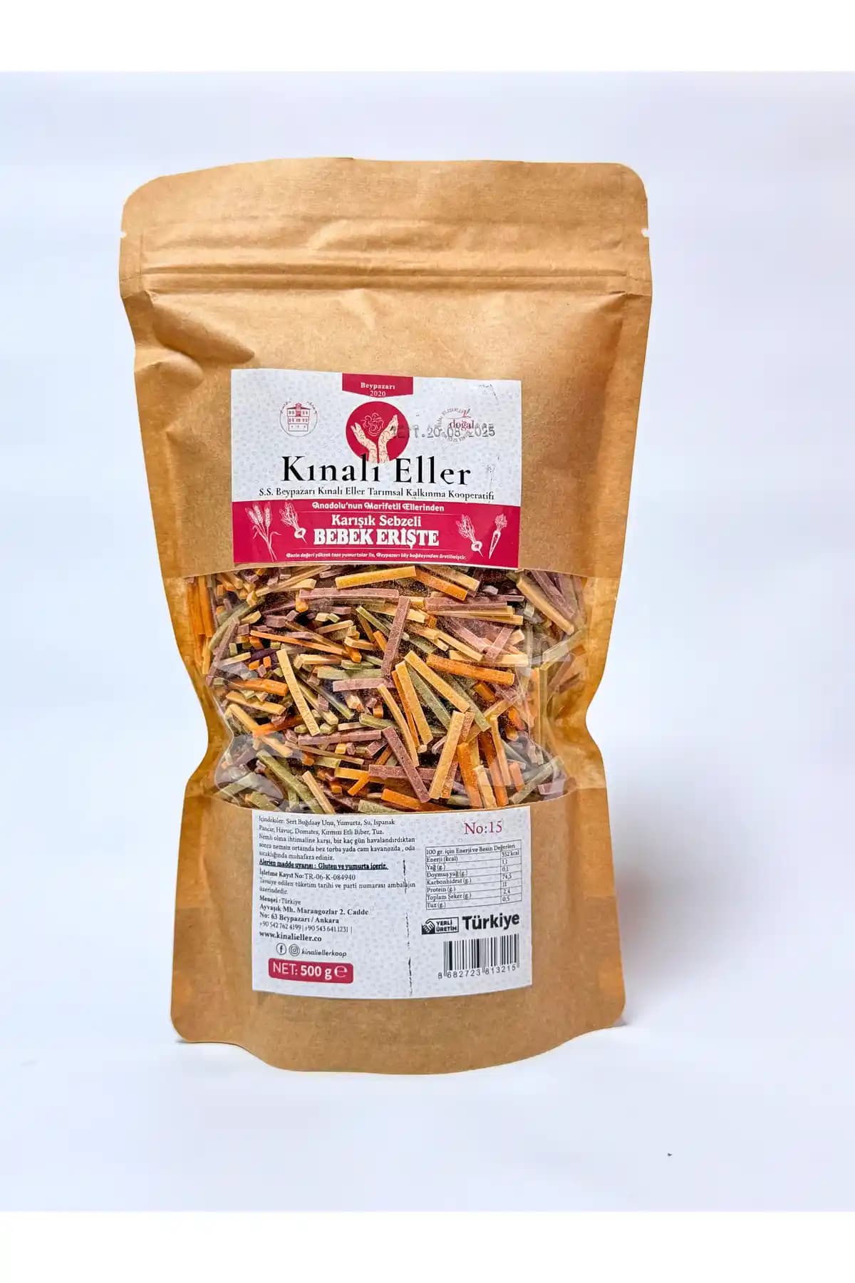 Beypazarı Karışık Bebek Erişte Makarnası Doğal ve Sağlıklı İçeriklerle Üretilmiştir