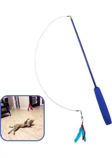 Buffer Buffer Teleskopik Tüylü ve Çanlı Elastik Kedi Oltası - Uzun ve Ayarlanabilir Oyun Aracı