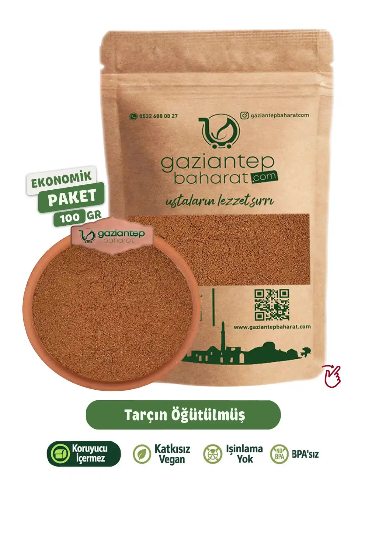 Gaziantep Baharat Tarçın Toz 100g Doğal ve Katkısız Güvenilir Baharat Seçeneği