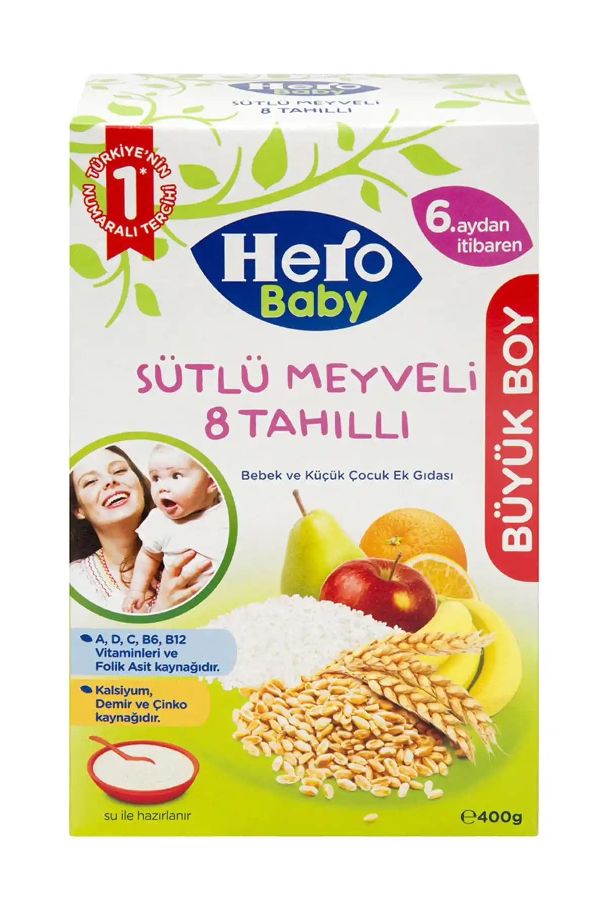 Hero Baby Sütlü 8 Tahıllı Meyveli Ek Besin Bebekler İçin Sağlıklı ve Dengeli Bir Alternatif