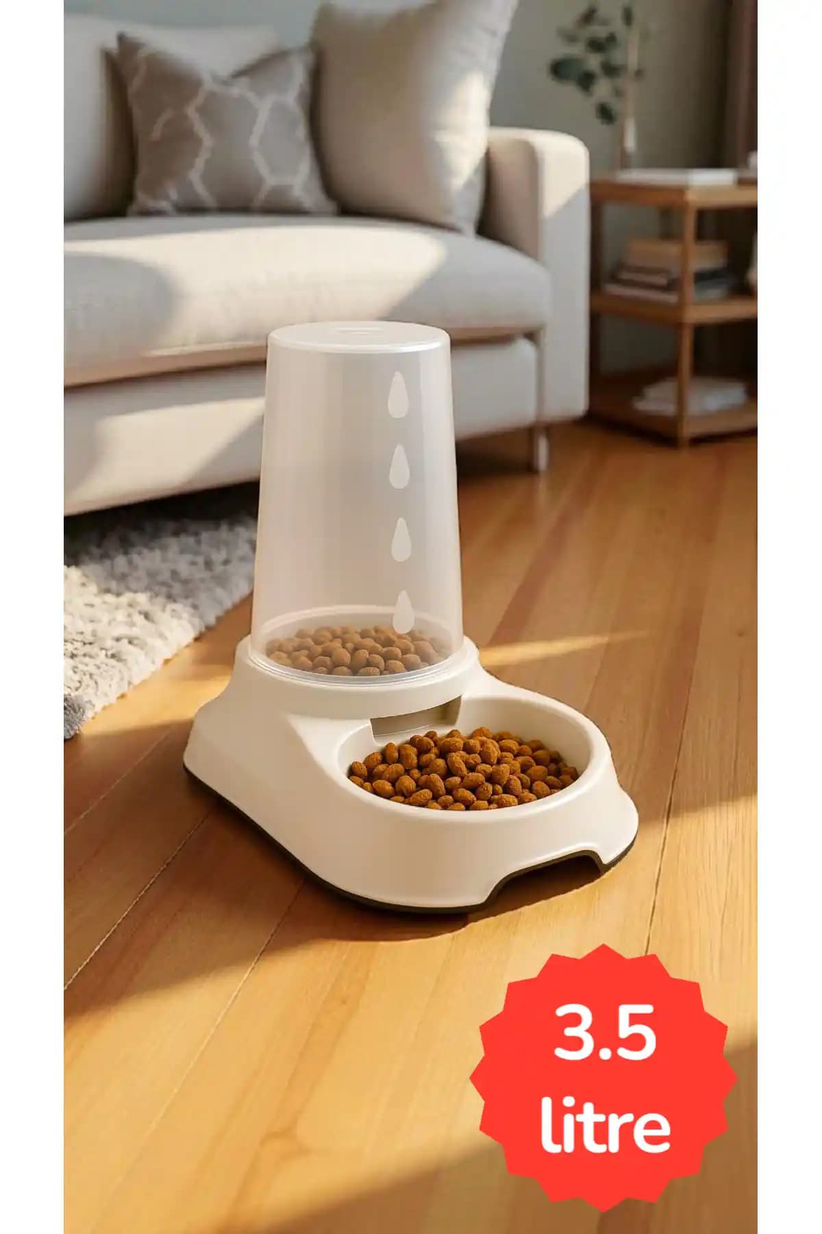 Herza House PT-200 Mama Kabı: Büyük Kapasiteli Otomatik Su ve Mama Kabı