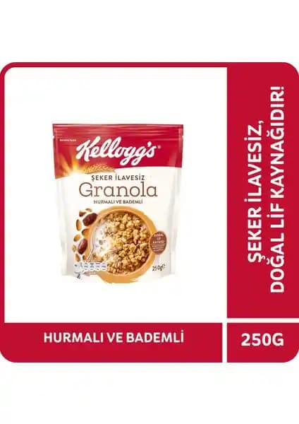 Kellogg's Şeker İlavesiz Granola Hurmalı ve Bademli Sağlıklı ve Doğal Atıştırmalık Seçeneği