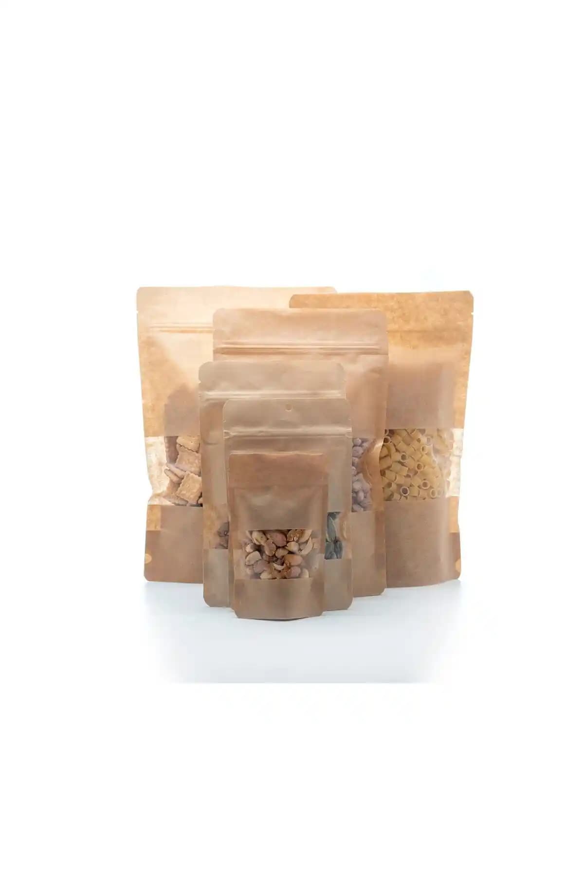 Kraft Pencereli Kilitli Poşet Doypack 21x31 cm - Güvenli ve Pratik Ambalaj Çözümü