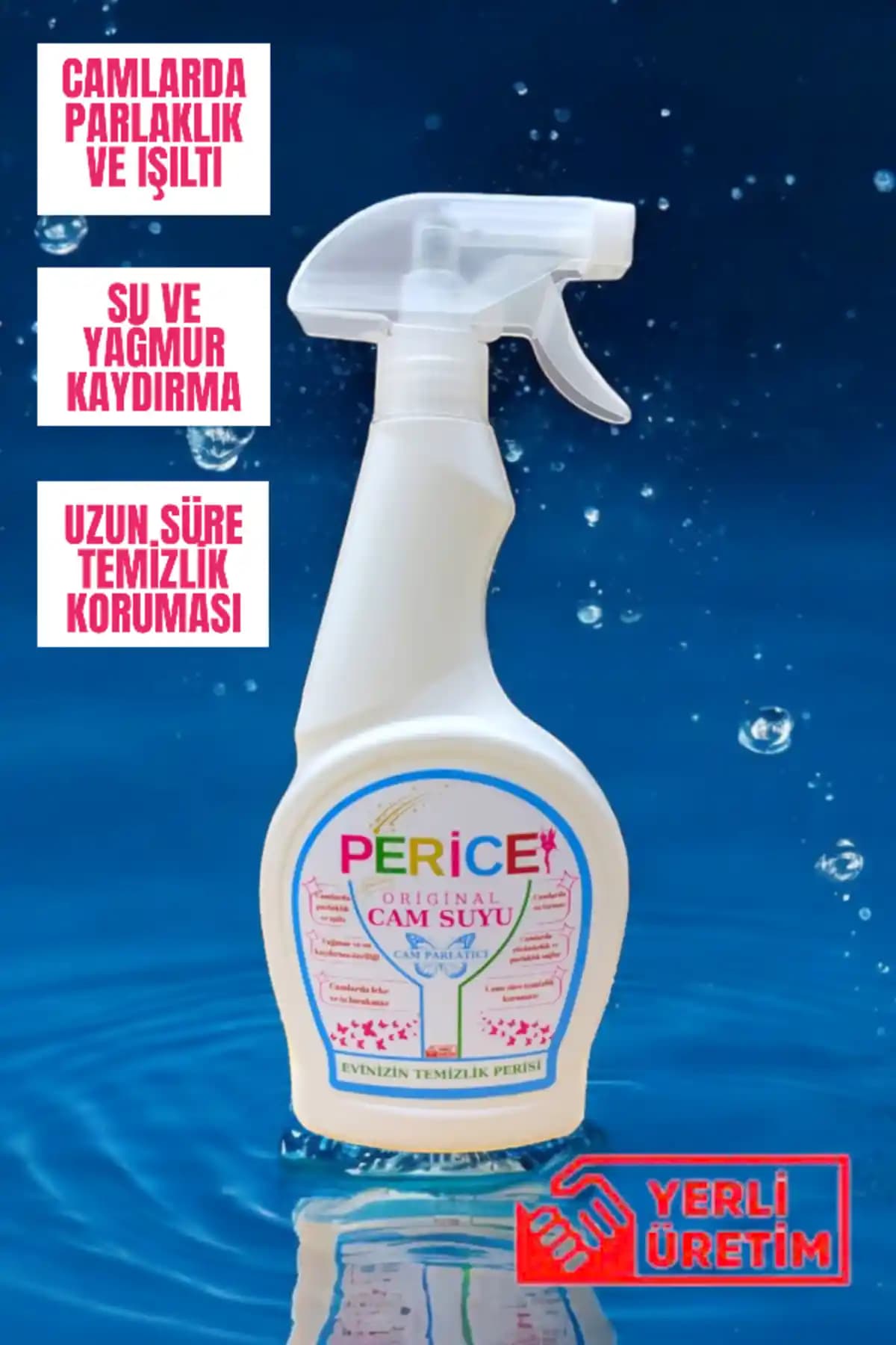 PERİCE Cam Temizleyici Parlatıcı ve Yağmur Kaydırıcı 500 ml ile Temizlik ve Koruma