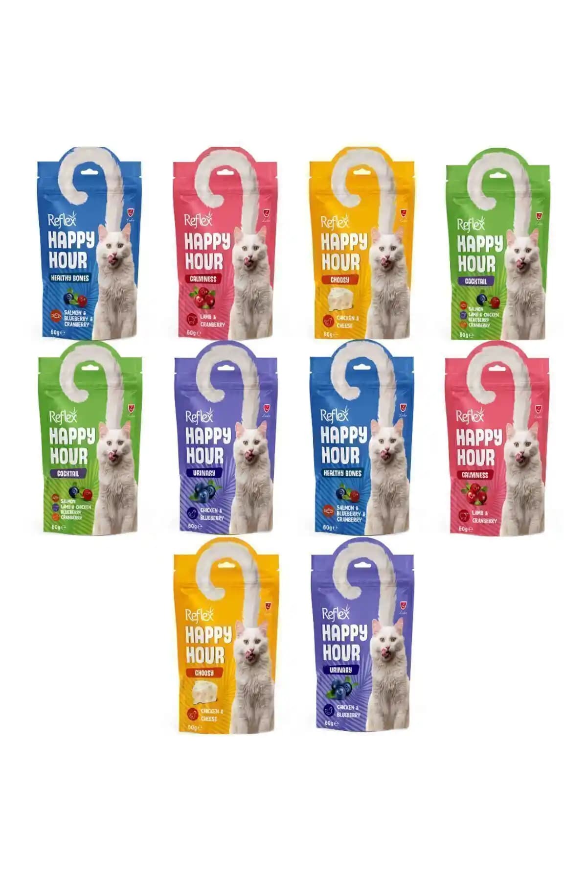 Reflex Happy Hour Kedi Ödülü 60gr Karışık Aromalı 10'lu Paketle Sağlıklı ve Ekonomik Seçenek