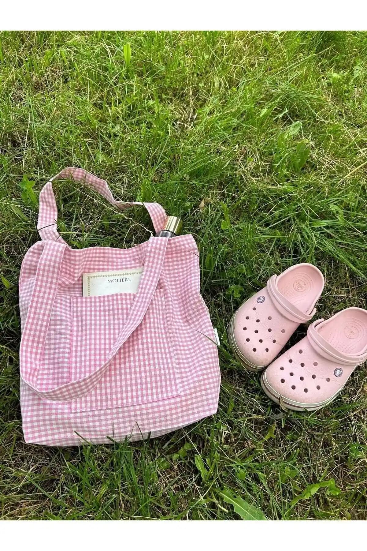 Sumicorn Design Pembe Pötikareli Çevre Dostu Bez Çanta Günlük Kullanım İçin Uygun