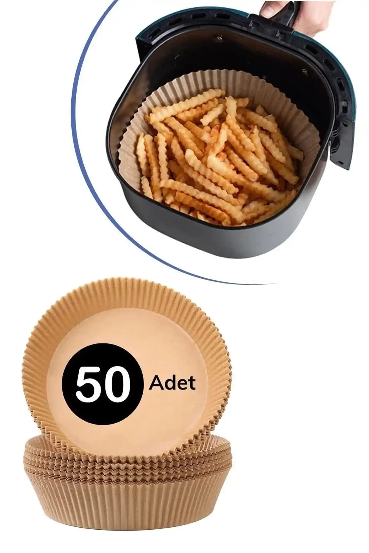 TP Company 50 Adet Yuvarlak Yağlı Pişirme Kağıdı Airfryer Kullanımı İçin Uygun