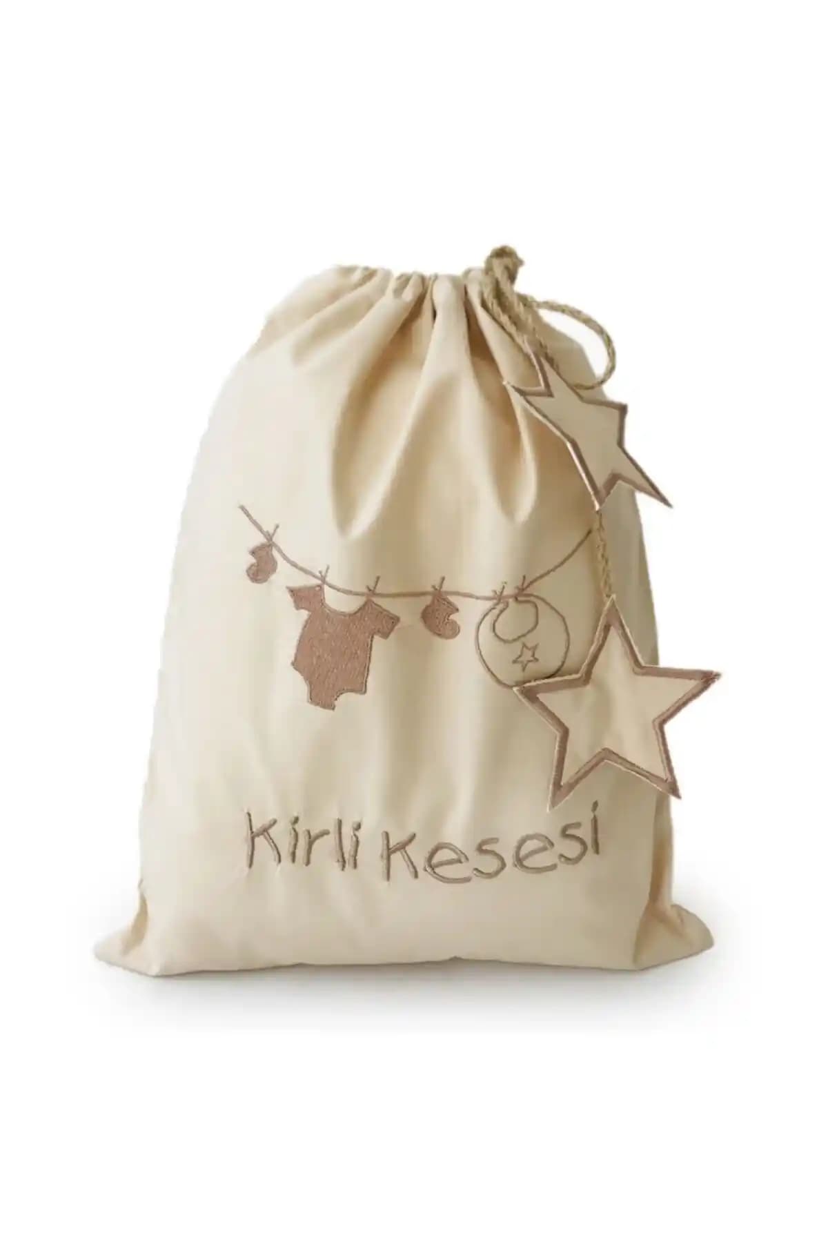 Atölye Eda'nın Krem Renkli Nakış Detaylı Bebek Bakım Çantası ve Organizeri