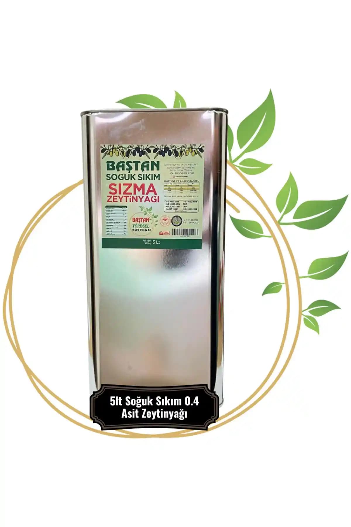 Baştan Yöresel Sızma Soğuk Sıkım Zeytinyağı 0.4 Asit Doğal ve Sağlıklı Lezzet