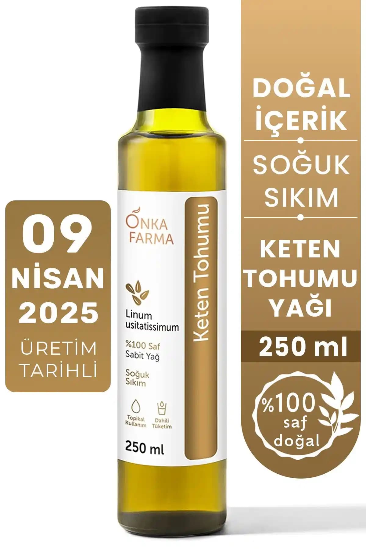 OnkaFarma Keten Tohumu Yağı: Doğal ve Sağlıklı Yağ Kaynağı 250 ml