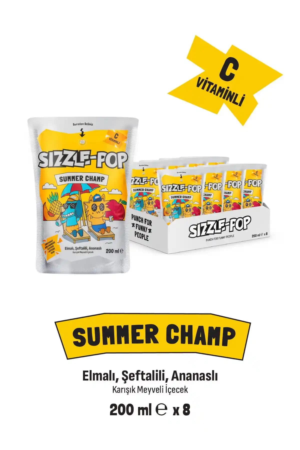 Yazın Serinleten Meyve Suyu: Sizzle-Pop Summer Champ Şeftali Elma Ananas