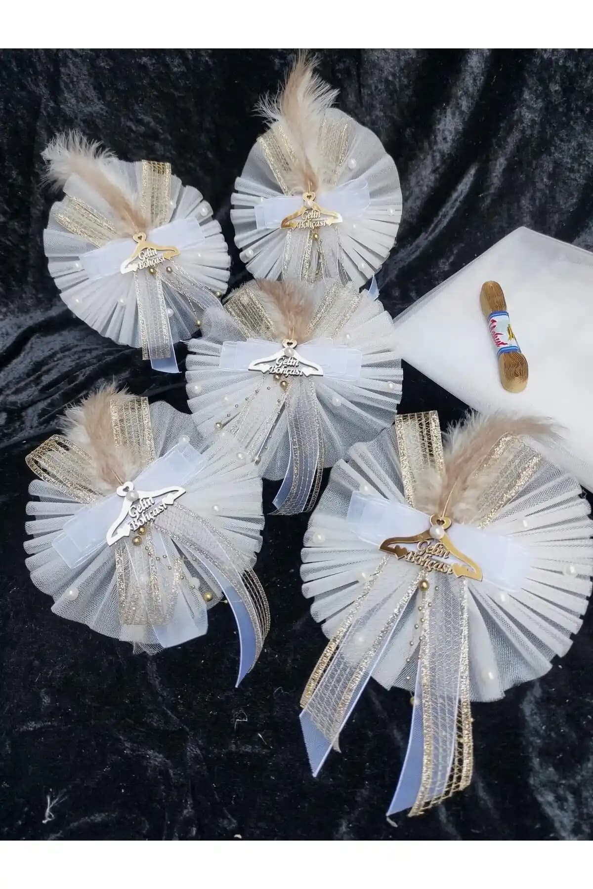 Ecrin Tuhafiye Pratik 5'li Gelin Bohça Süsü Seti Zarif ve Kolay Dekorasyon Çözümü