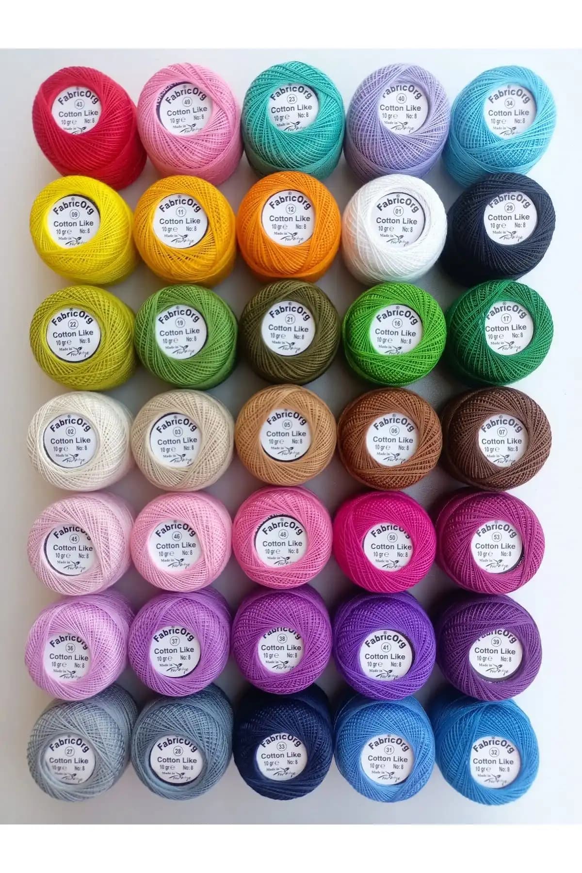 Fabricorg Cotton Like Etamin-Kanaviçe 35'li Renkli Polyester İplik Seti Profesyonel ve Hobi Kullanımı İçin
