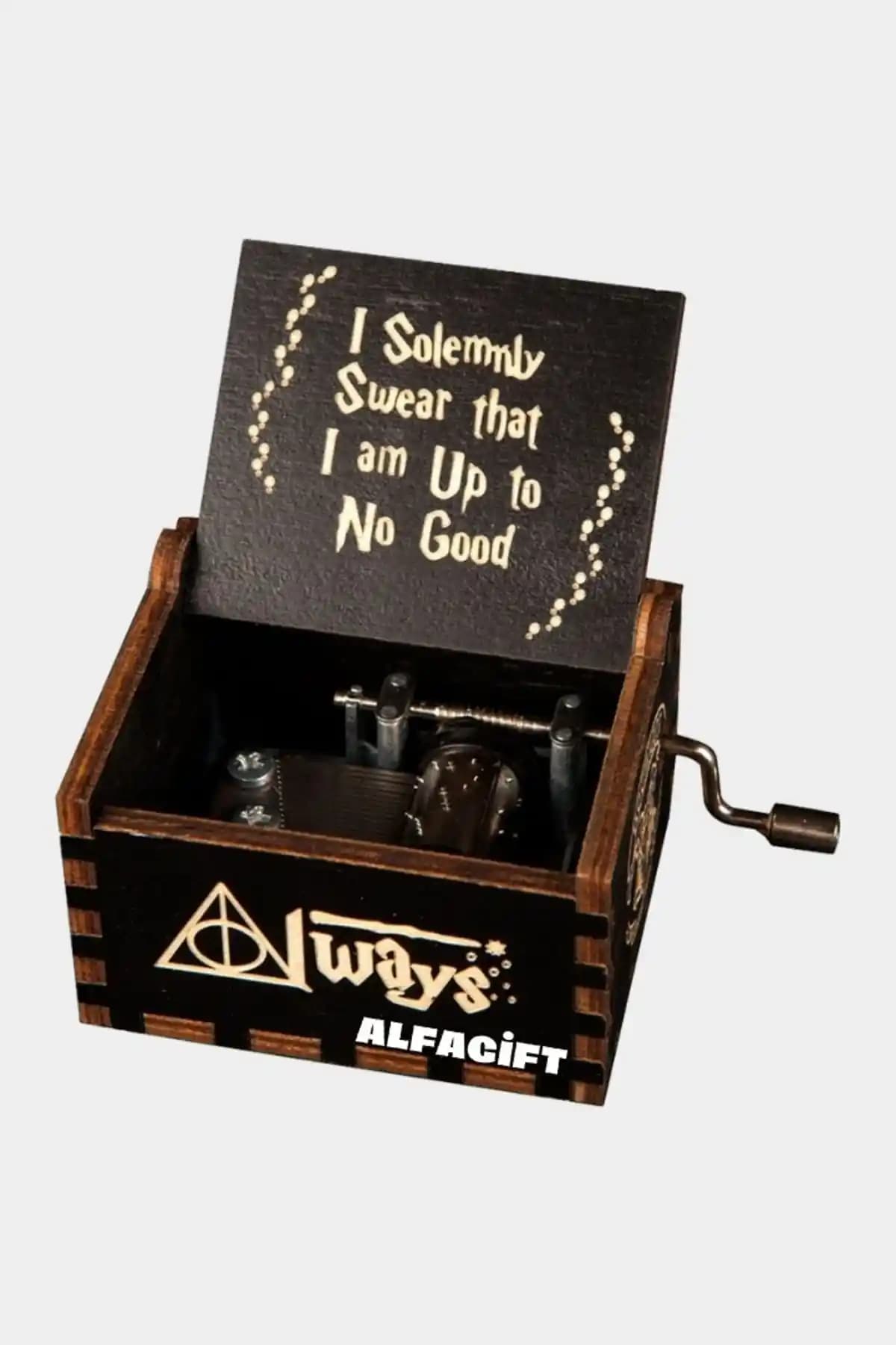 Harry Potter Always Temalı Ahşap Mekanik Müzik Kutusu Şık ve Büyüleyici Tasarım