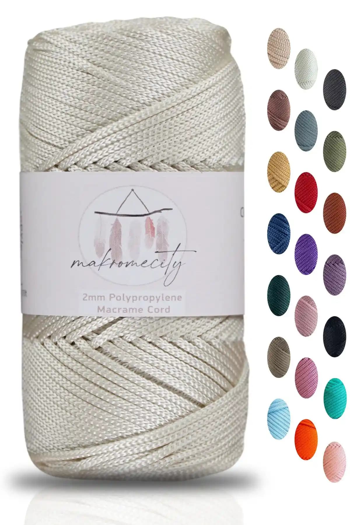 Makromecity Premium Polyester Makrome İpi Ekru 100 Grayt 120 Metre Kalite ve Yaratıcılık İçin Uygun