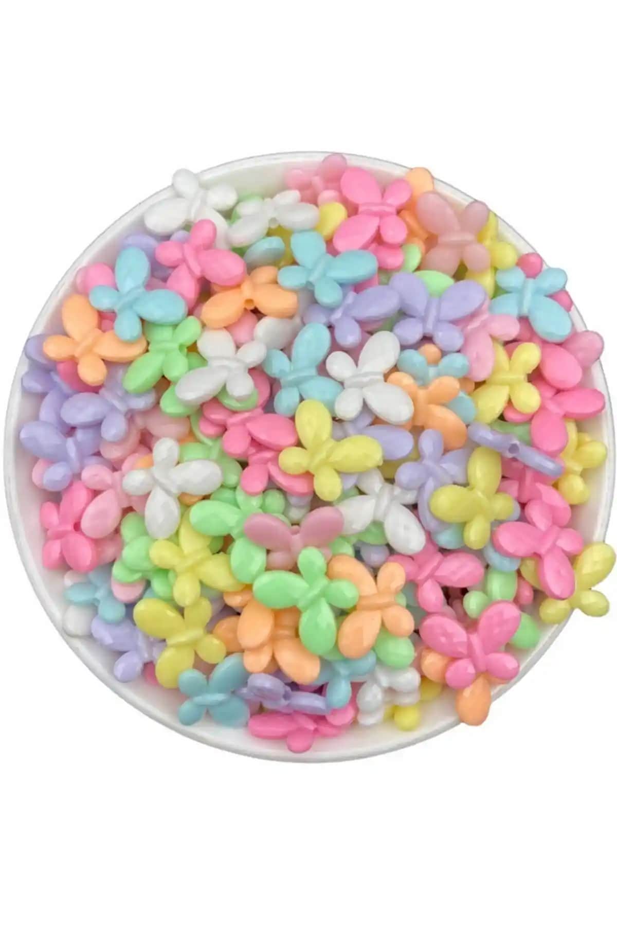Pastel Renkli Plastik Kelebek Boncukları Takı ve Aksesuar Tasarımı İçin Uygun