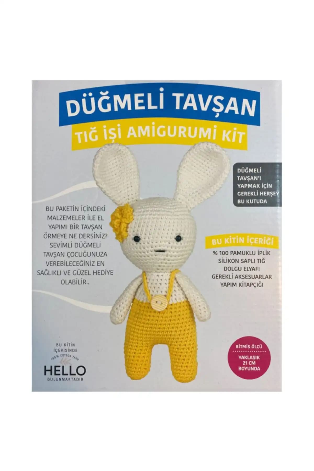 ŞENELYÜN Düğmeli Tavşan Tuva Tığ İşi Amigurumi Seti Sevimli ve Detaylı El Yapımı Hobi Ürünü