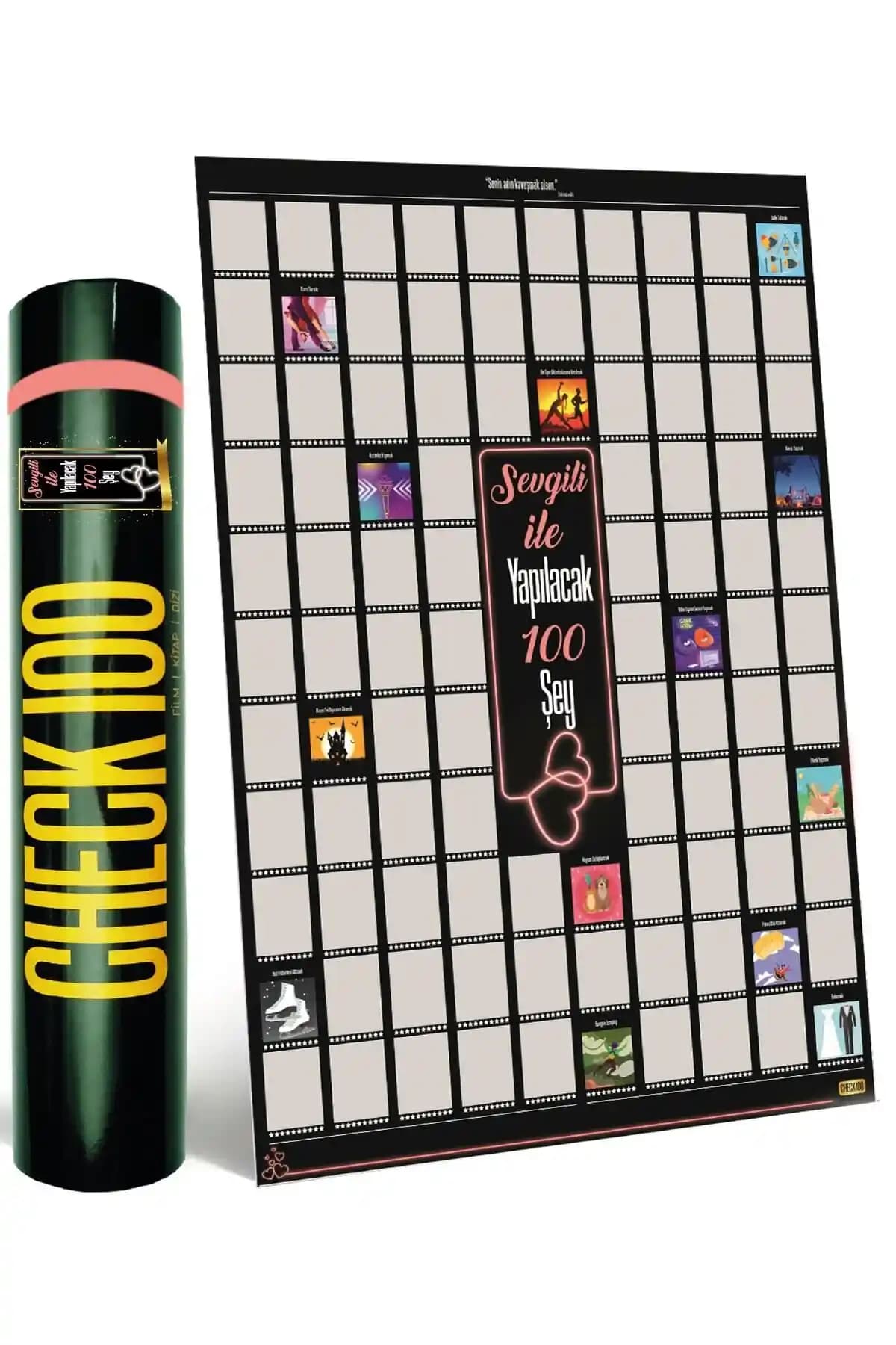 Sevgiliyle Yapılacak 100 Şey Kazıkazan Poster: Romantizmi Yansıtan Eğlenceli Hediye Seçeneği