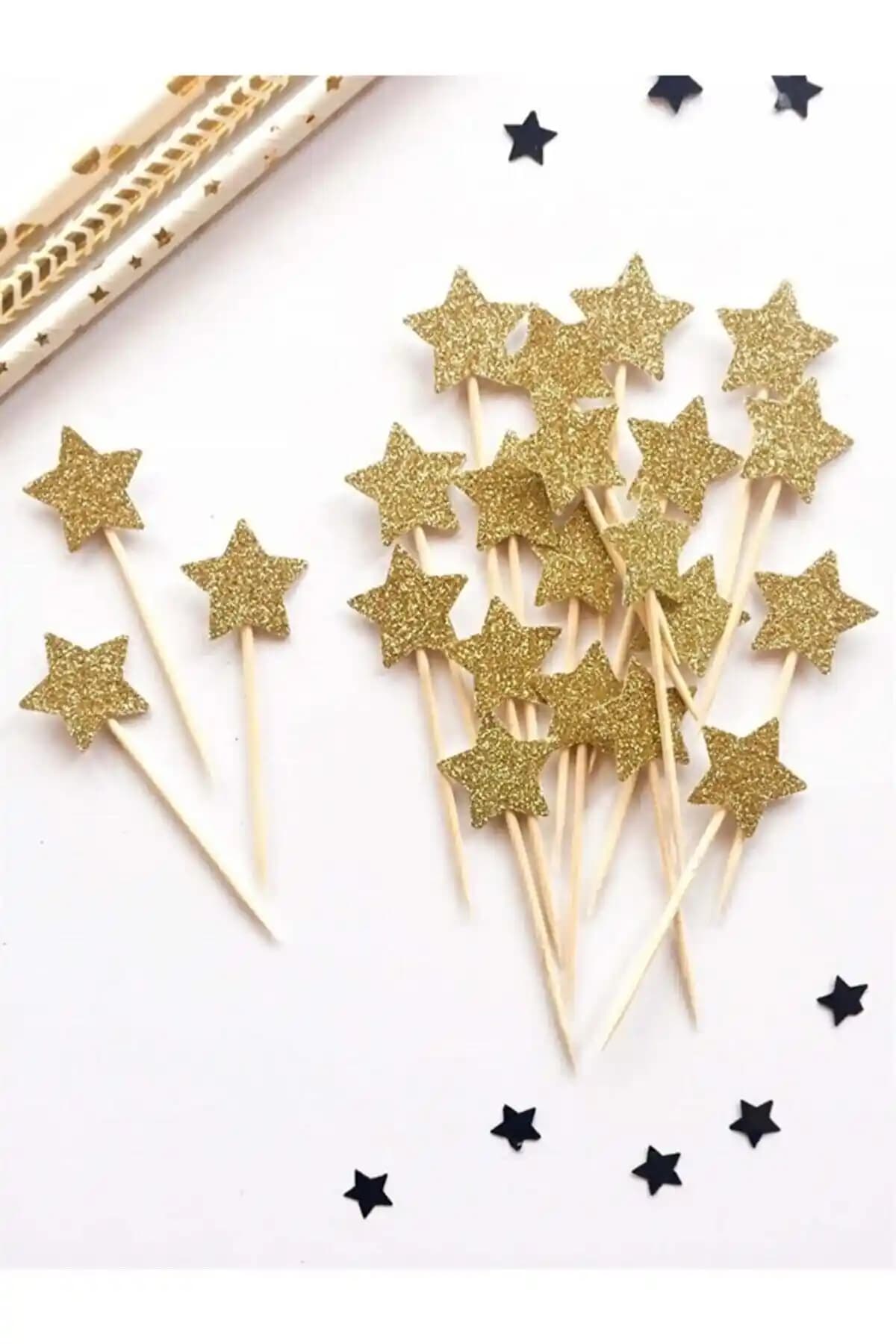 Yıldız Simli Eva Kürdanları 12'li Set Çocuk ve Dekorasyon Severler İçin Uygun