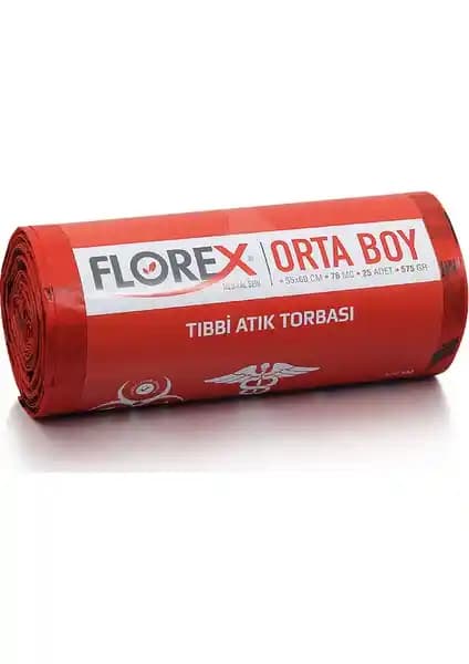 Florex Orta Boy Tıbbi Atık Çöp Poşeti Güvenli ve Dayanıklı Hijyen Ürünü