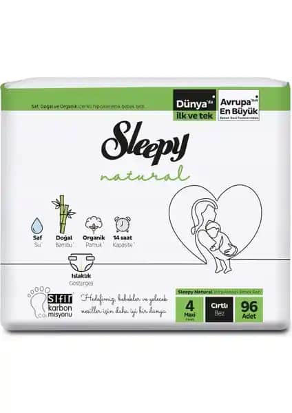 Sleepy Natural Bebek Bezi Maxi 96'lı - Doğal İçerikli Güvenilir Bebek Bezi