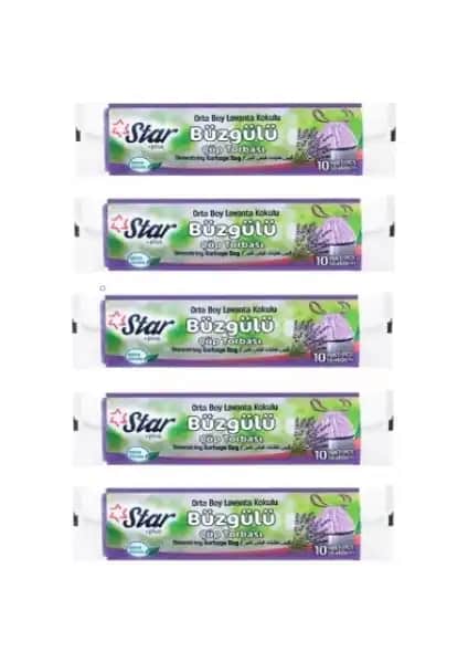 Star Büzgülü Lavanta Kokulu Orta Boy Çöp Torbası 55x60 cm Pratik ve Çevre Dostu