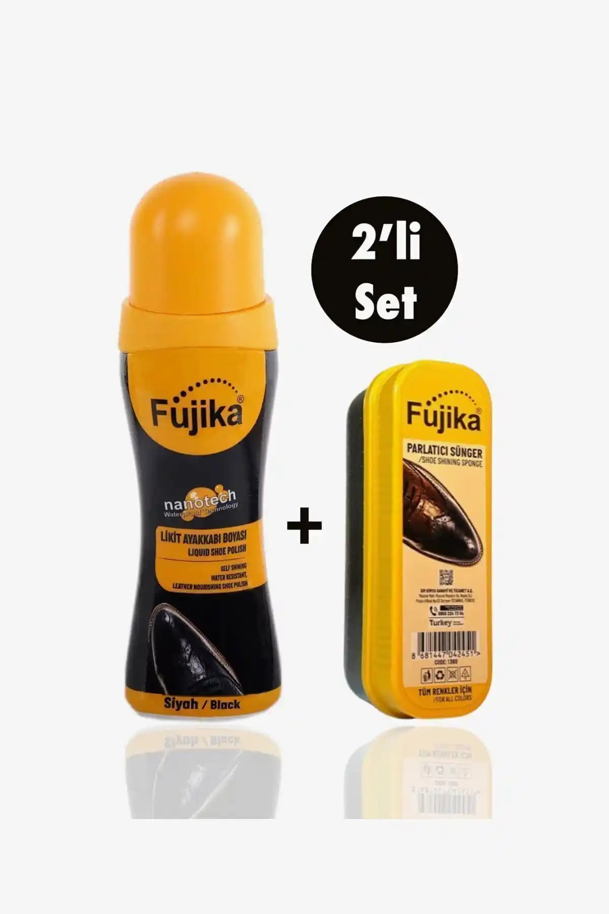 Fujika Siyah Likit Ayakkabı Boyası ve Parlatma-Temizleme Seti: Yönlü Uzun Ömürlü Bakım
