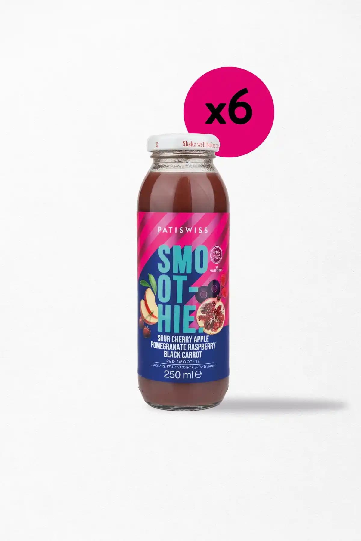 Patiswiss Smoothie Kırmızı Set – Altı Paket, 250 ml Porsiyonlu ve Yoğun Dokulu İçerik