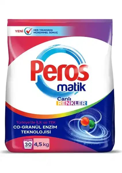 Peros Matik Canlı Renkler 4,5 kg: Renkli Çamaşırları Güvenli ve Etkili Temizleyen Deterjan