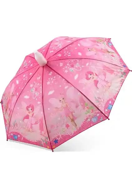 Almera Peri Kızı Pembe PVC Kılıflı Çocuk Şemsiyesi Renkli ve Kullanışlı Tasarım