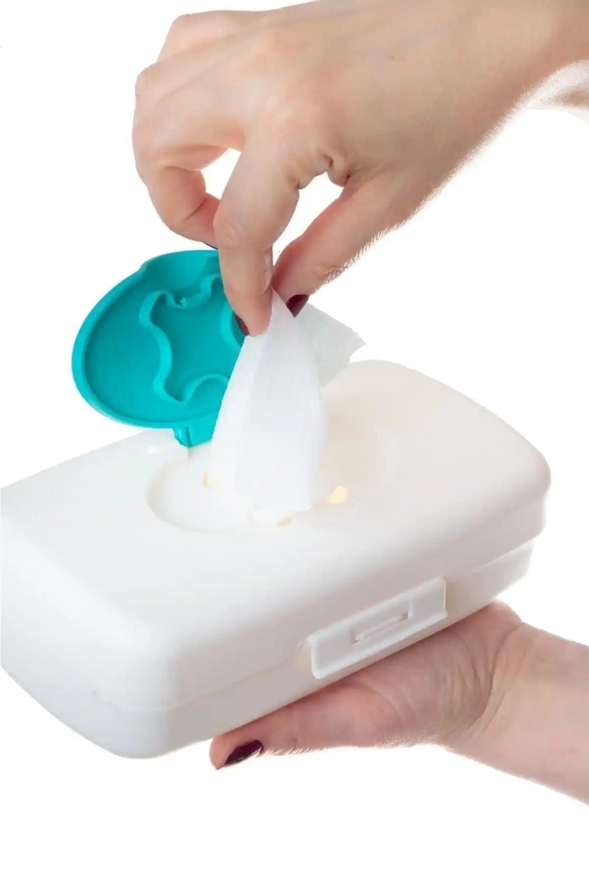 Babyjem Islak Mendil Kutusu Turkuaz Beyaz Modern ve Şık Tasarım ile Günlük Hijyen Kolaylığı