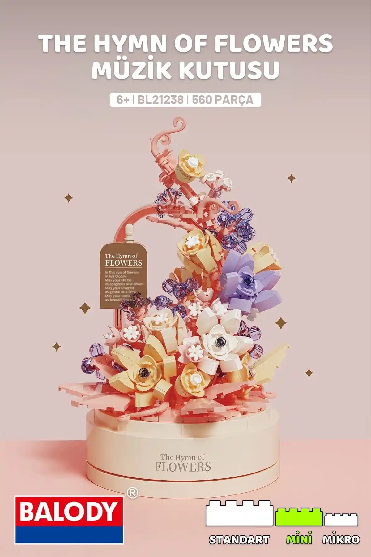 Balody The Hymn of Flowers Müzik Kutusu ve Mini Blok Seti Çocuklar İçin Eğlenceli ve Yaratıcı Oyuncak