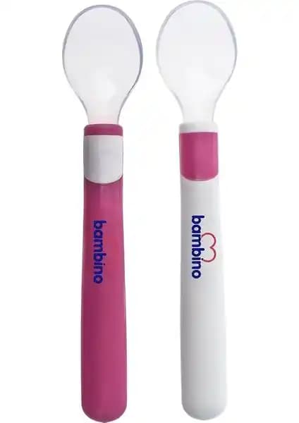 Bambino Silikon İkili Kaşık Pembe: Güvenli ve Konforlu Bebek Beslenme Aracı