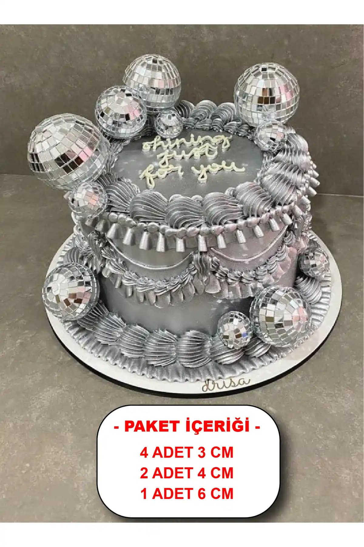 BESSE HOME Disko Topu Pasta Süsü Set 2 Şık ve Eğlenceli Dekorasyon Çözümü