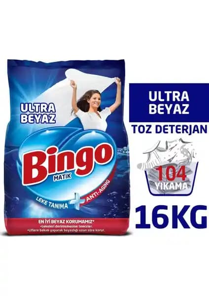Bingo Matik Toz Çamaşır Deterjanı Beyazlar İçin Güçlü Temizlik ve Beyazlatma Çözümü