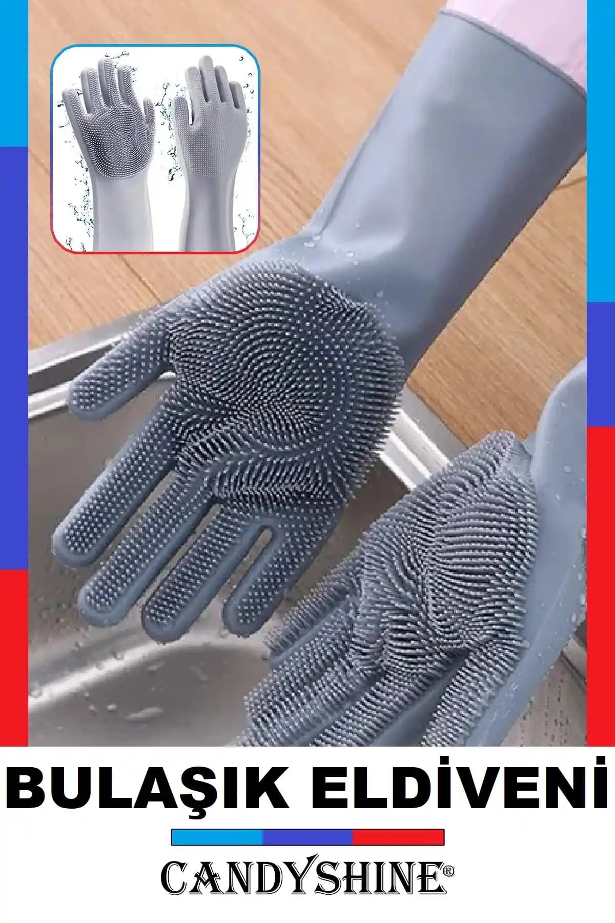 CandyShine Tırtıklı Silikon Bulaşık Eldiveni ile Çok Yönlü ve Dayanıklı Temizlik Çözümü