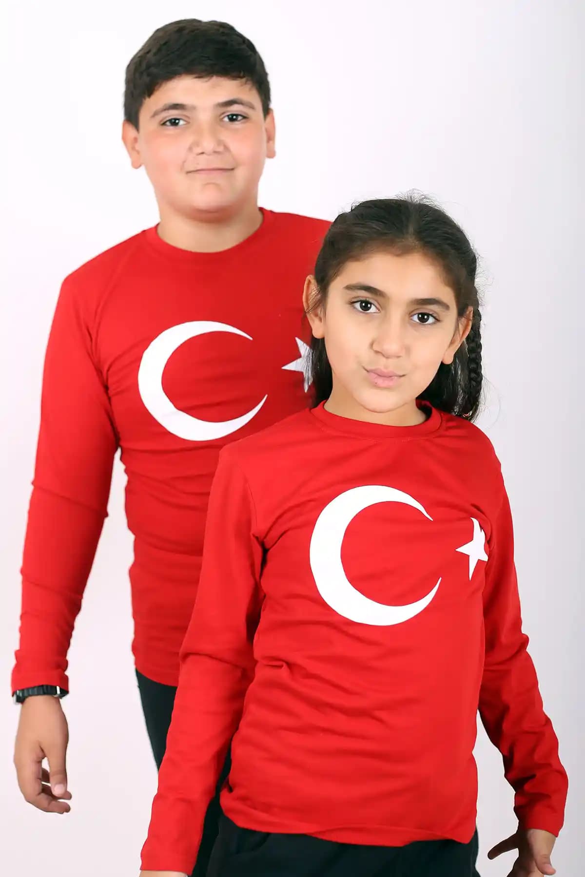 Çiggo Kids Atatürk Baskılı Türk Bayraklı Uzun Kollu Pamuklu Çocuk Tişörtü
