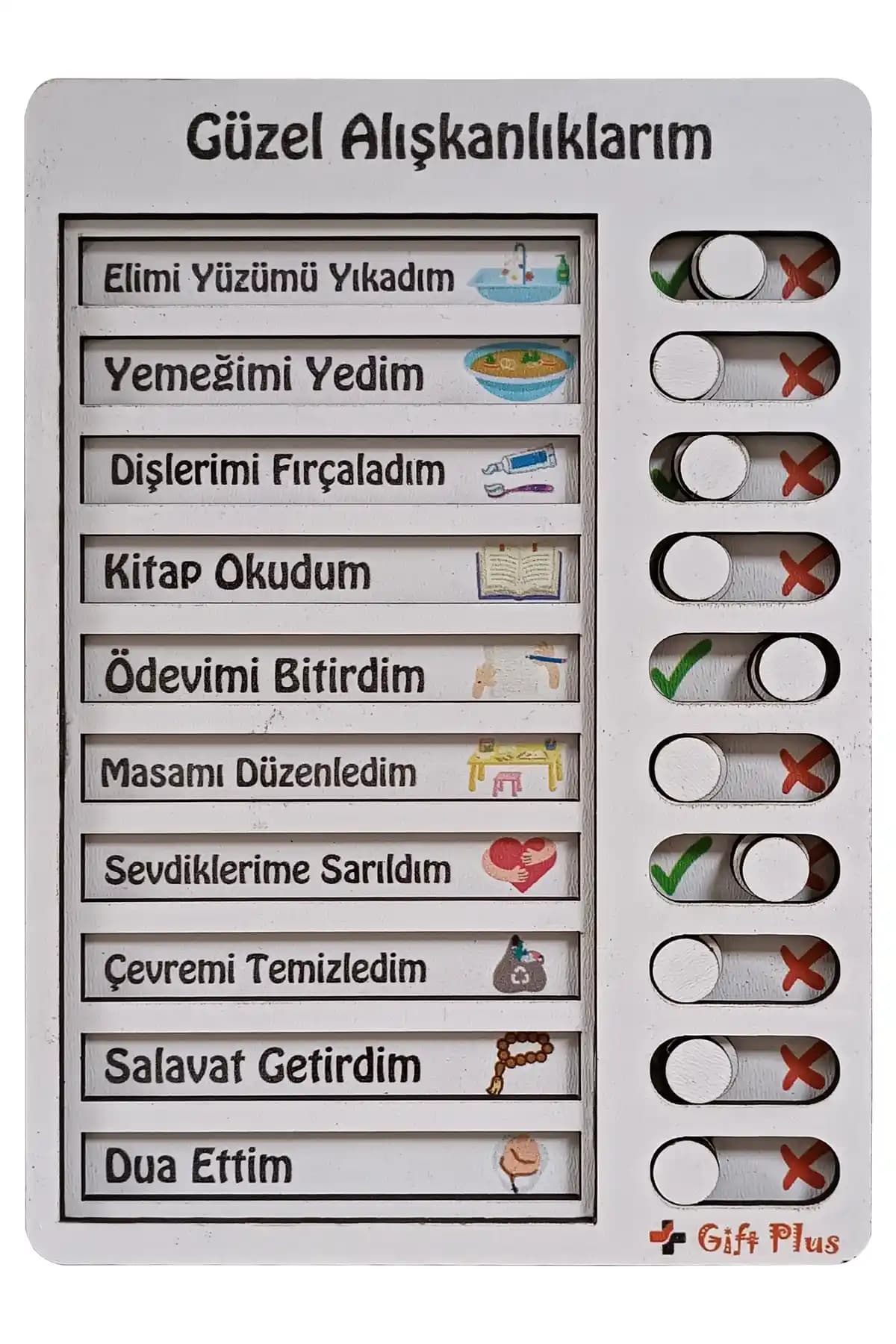 Çocuklar İçin Eğitici Ahşap Günlük Rutin Listesi Sorumluluk ve Planlama Geliştirici