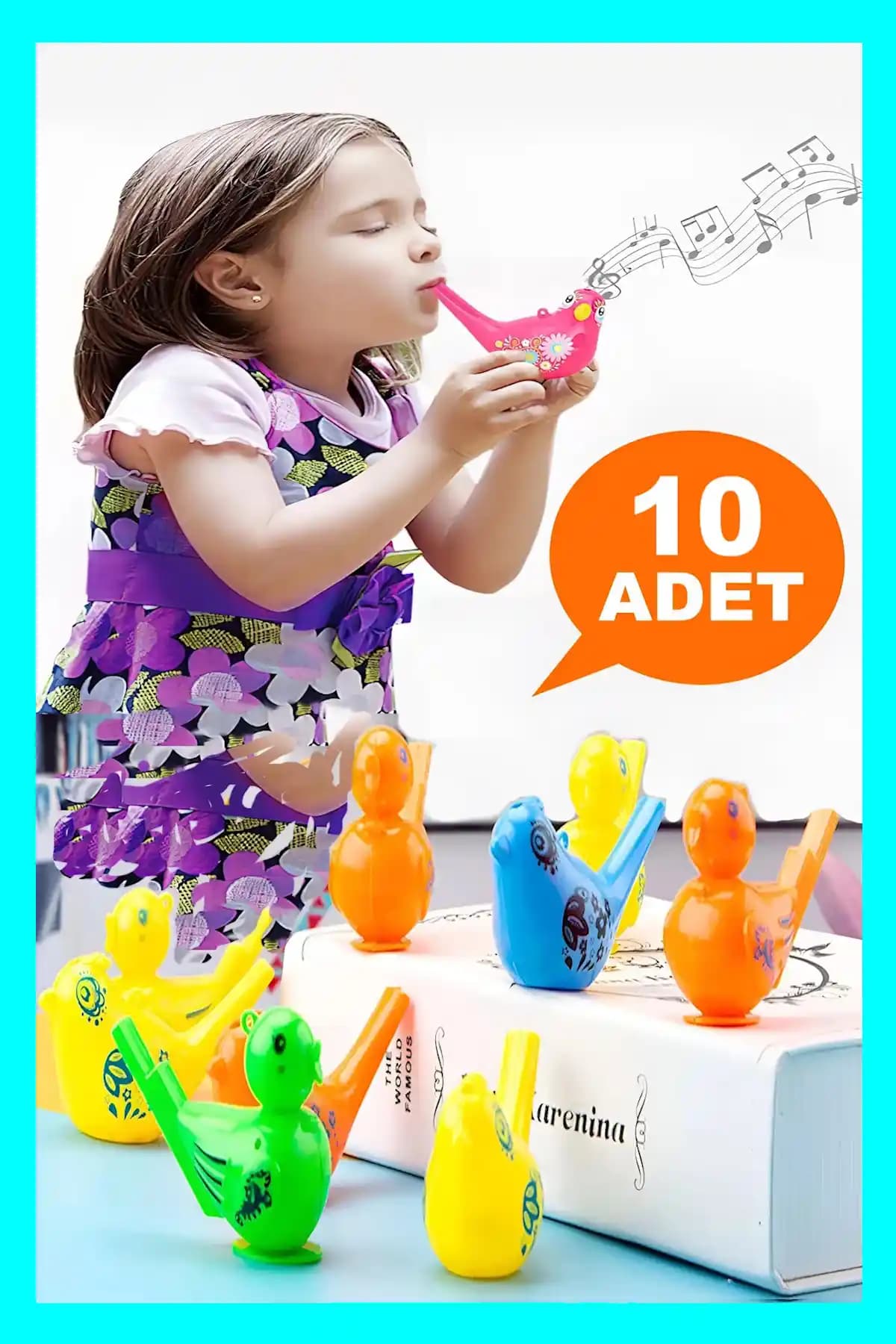 Çocuklar İçin Güvenli ve Eğlenceli 10'lu Sulu Düdük Seti Kuş Sesleriyle