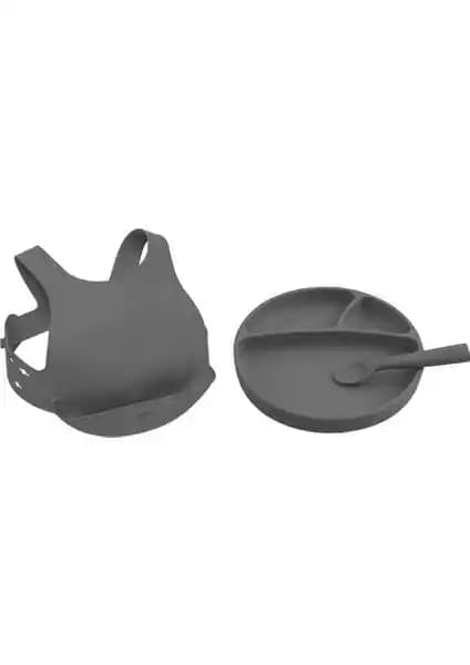 Çocuklar İçin Güvenli ve Pratik OiOi 3'lü Beslenme Seti Gri Renkli Sağlıklı Malzemelerle