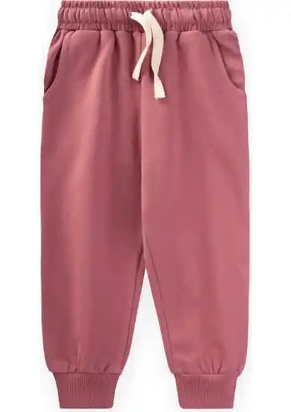 Çocuklar İçin Konforlu ve Şık Gül Kurusu Cepli Eşofman 1-9 Yaş Arası Kullanım İçin