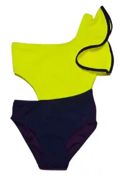 Deep Beach Neon Sarı Kolu Volan Detaylı Kız Çocuk Mayo İnceleme ve Özellikleri