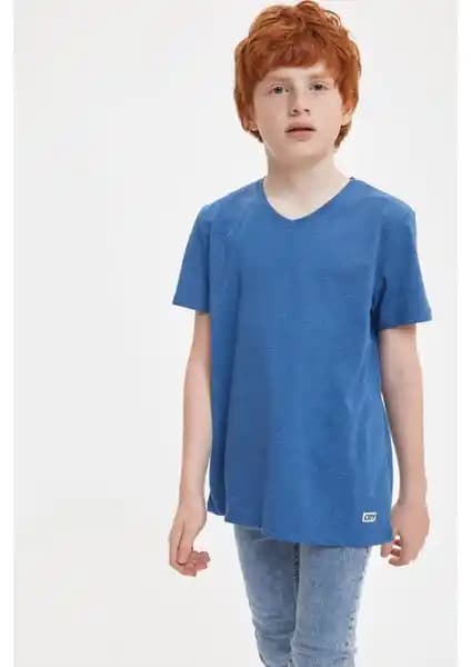 DeFacto Erkek Çocuk V Yaka Kısa Kollu Tişörtleri Güncel ve Şık Seçenekler