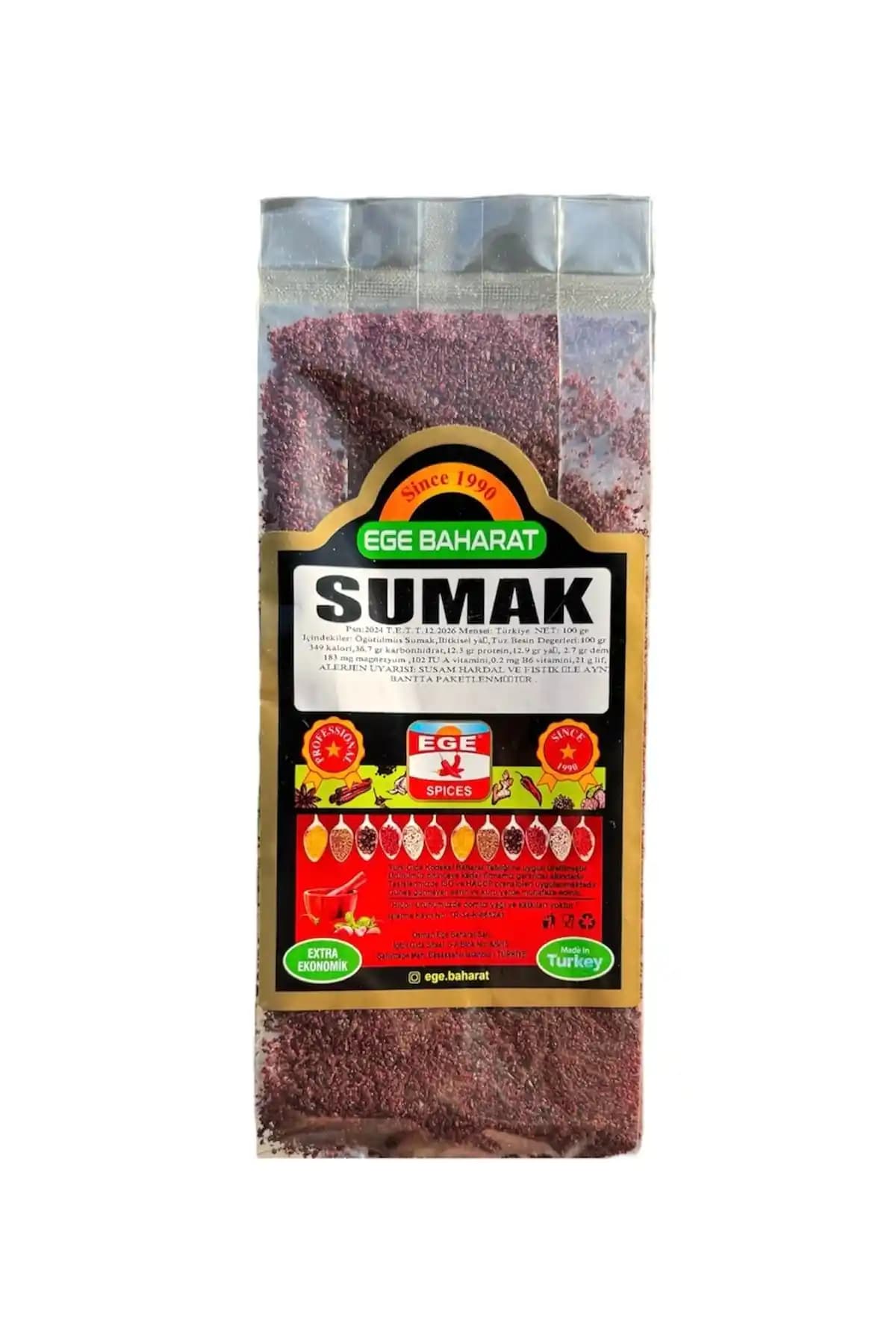 Ege Baharat Sumak 250 gr Doğal ve Kaliteli Türk Menşei Baharat Seçeneği