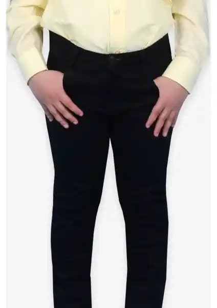 Erkek Çocuklar İçin Dayanıklı ve Şık Gabardin Pantolon Siyah 4-14 Yaş Arası