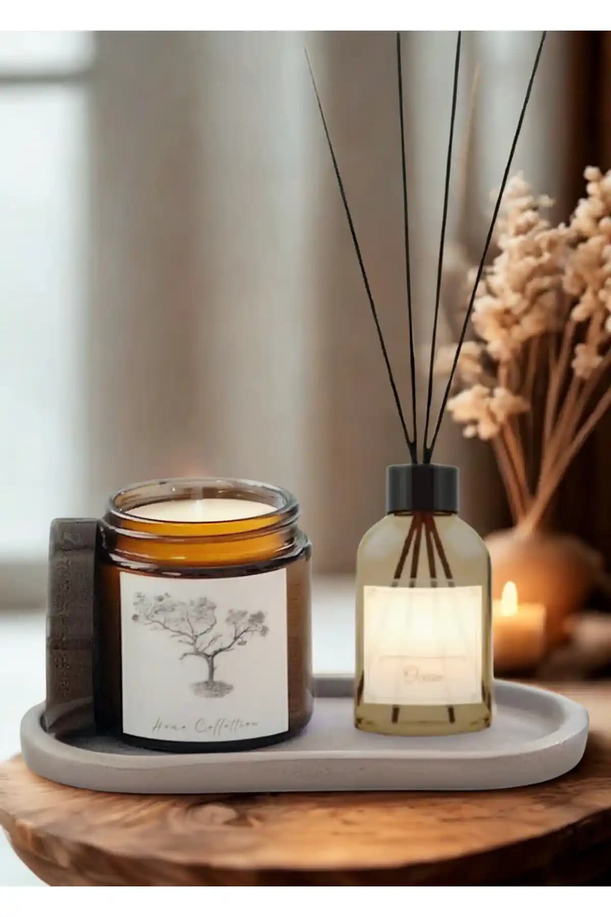 Ev Dekorasyonunu Tamamlayan Parfüm ve Aksesuar 3'lü Seti Yüksek Kalite ve Zarif Tasarım