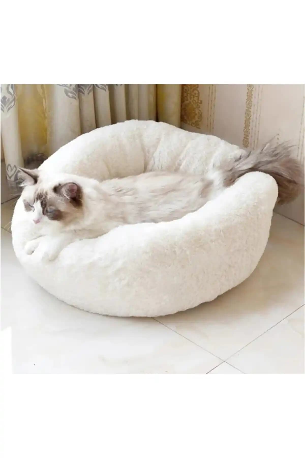 Evcil Hayvanlar İçin Peluş Wellsoft Kısa Tüylü Beyaz Yatak Yüksek Konfor ve Kolay Temizlik
