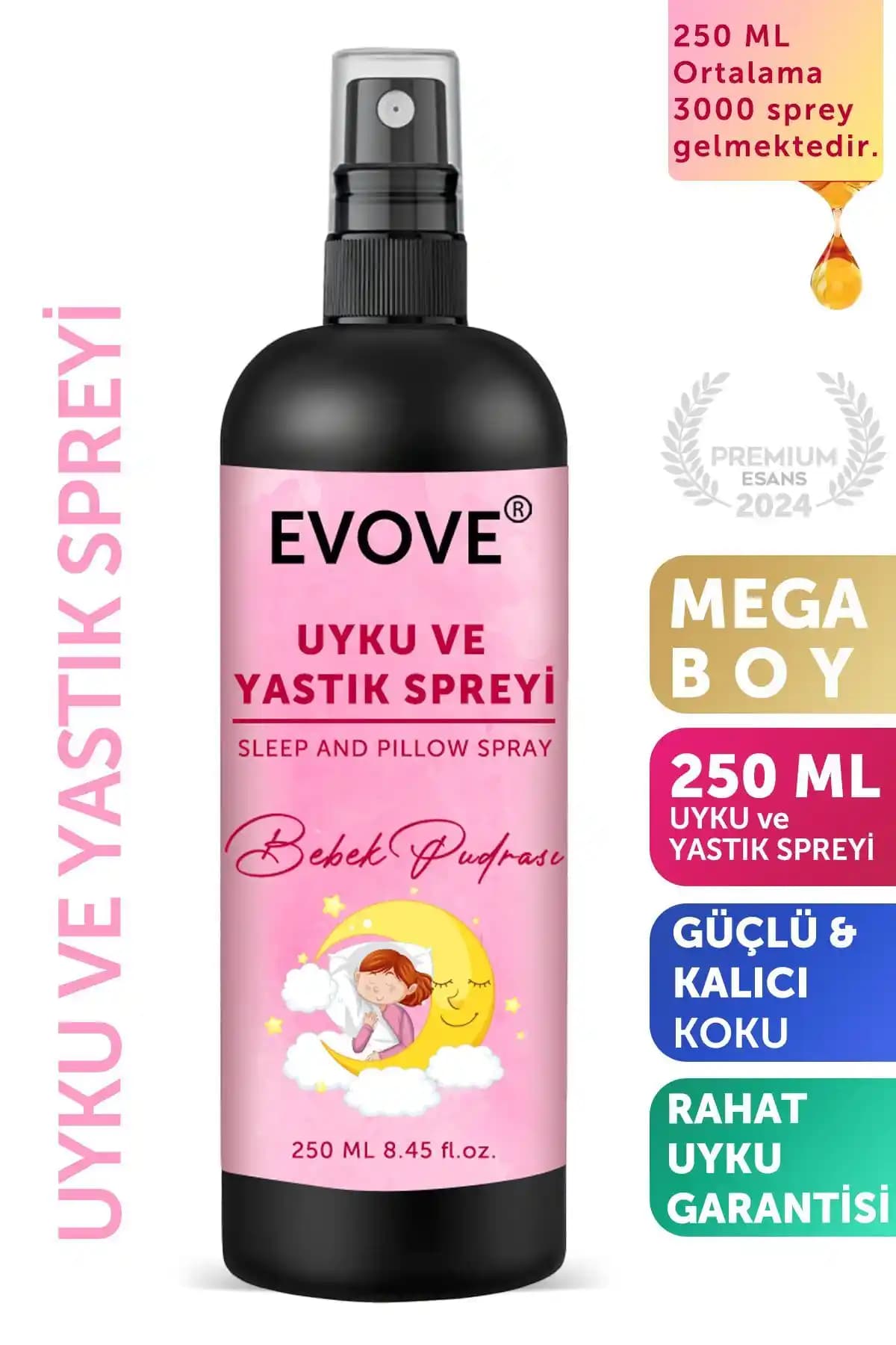 Evove Cosmetics Bebek Pudrası Kokulu Uyku ve Yastık Spreyi Organik Rahatlatıcı Etki