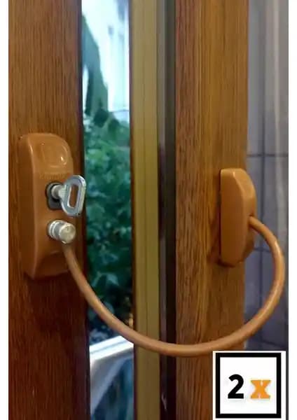 Fitfiyat 2 Adet Halatlı Anahtarlı Metal Cam Pencere Kilidi Güvenlik Standartları